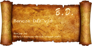 Bencze Dávid névjegykártya